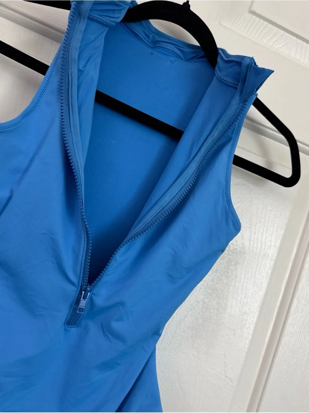 SKIMS Bright Blue Deep V One-Piece Swimsuit